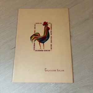 Vintage Castellana Hilton Menu Spain Fournier Print – Bilingual w/ Rooster Cover